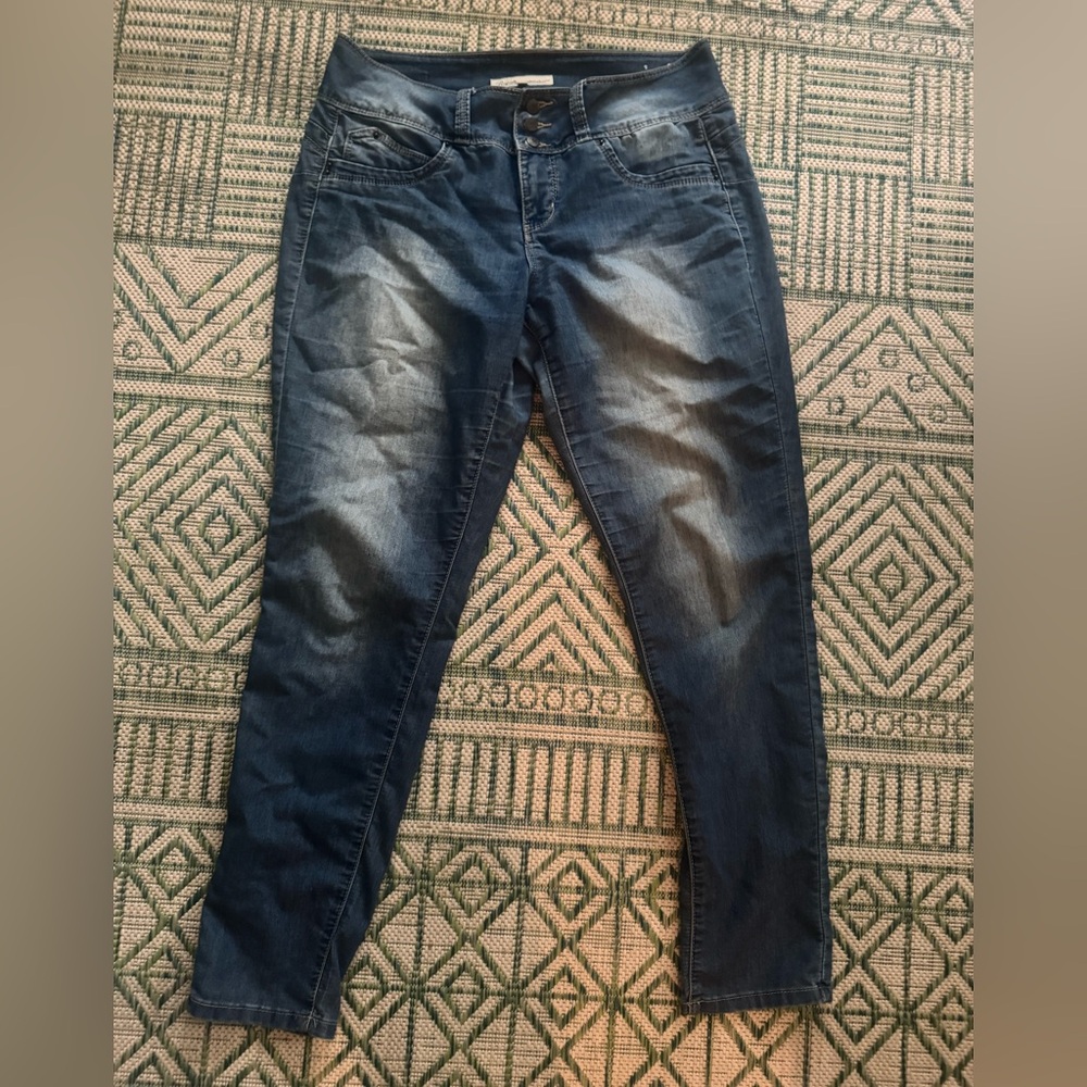 Royalty For Me Blue Skinny Jeans Distressed 10 Curvy Soft Stretch Denim VGUC